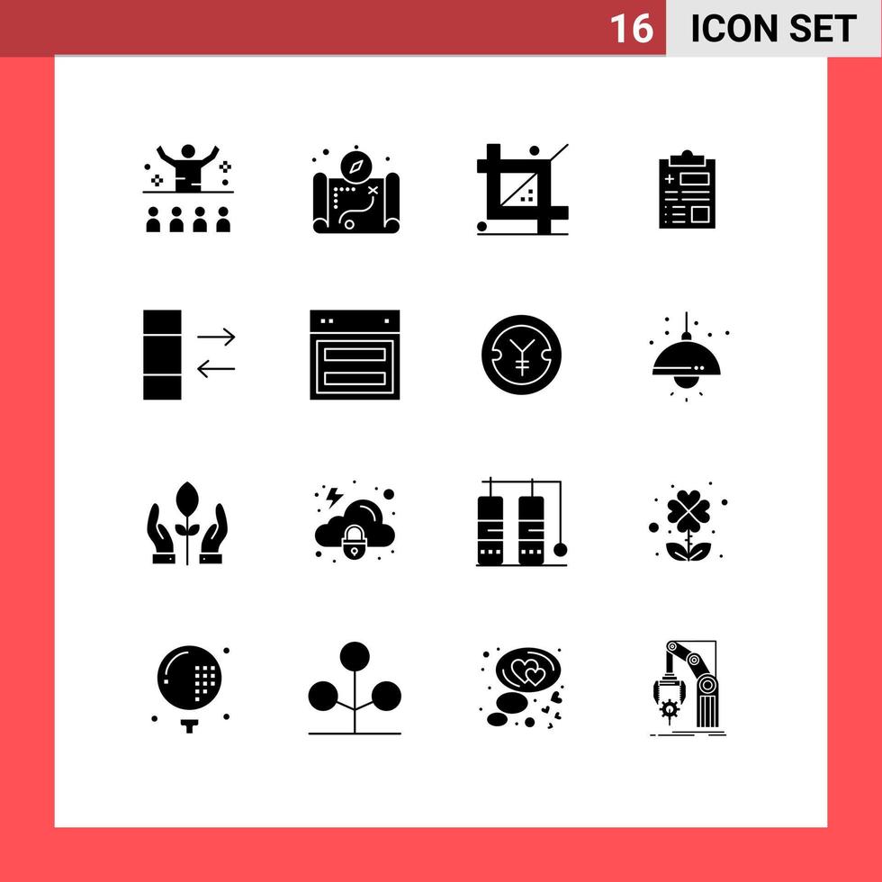 16 universeel solide glyphs reeks voor web en mobiel toepassingen kolom Gezondheid codering Vermelding programmeren bewerkbare vector ontwerp elementen