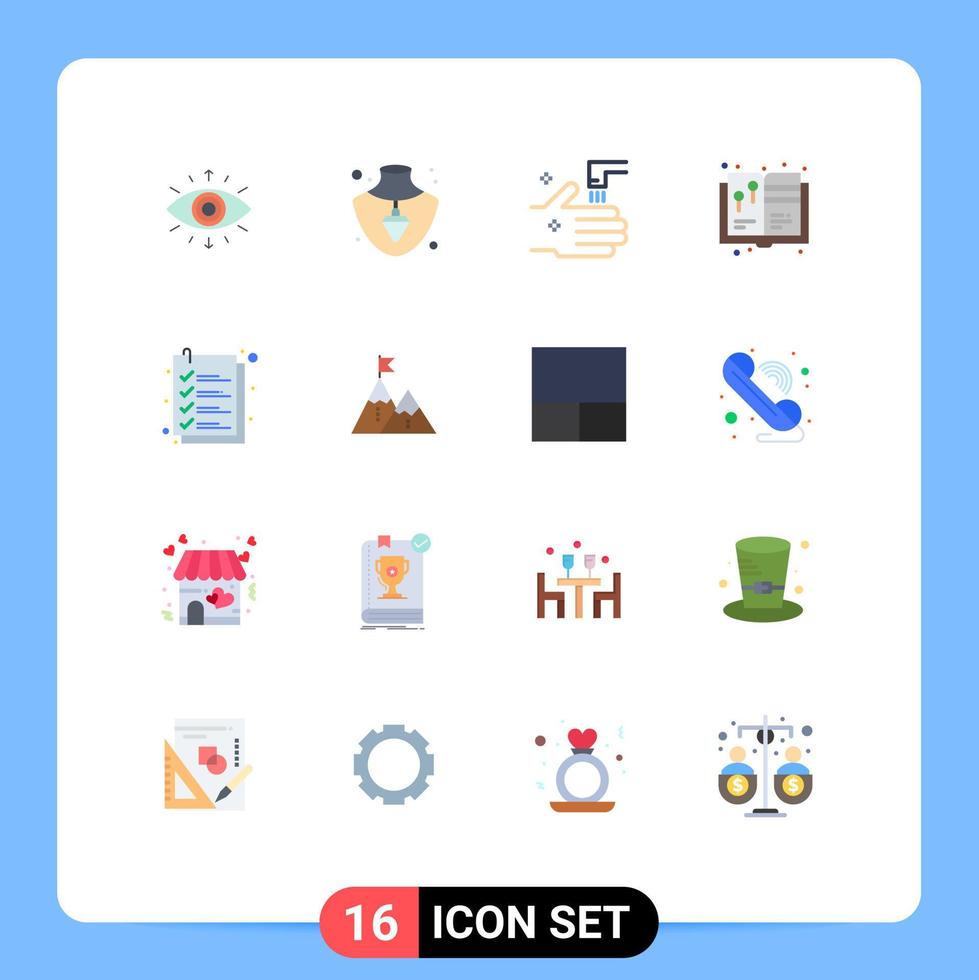 16 vlak kleur concept voor websites mobiel en apps lijst controleren kraan schilderij boek ontwerp bewerkbare pak van creatief vector ontwerp elementen