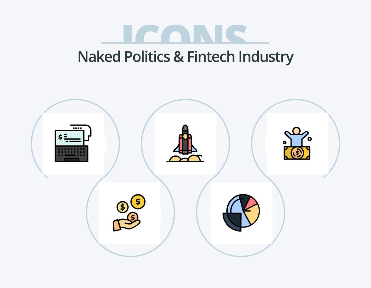 naakt politiek en FinTech industrie lijn gevulde icoon pak 5 icoon ontwerp. miljonair. miljardair. cryptogeld. financiën. analytics vector