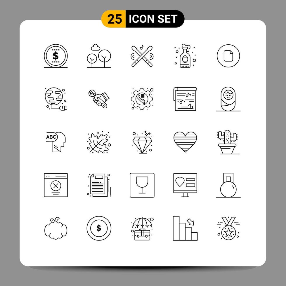 voorraad vector icoon pak van 25 lijn tekens en symbolen voor ui het dossier muziek- document partij bewerkbare vector ontwerp elementen