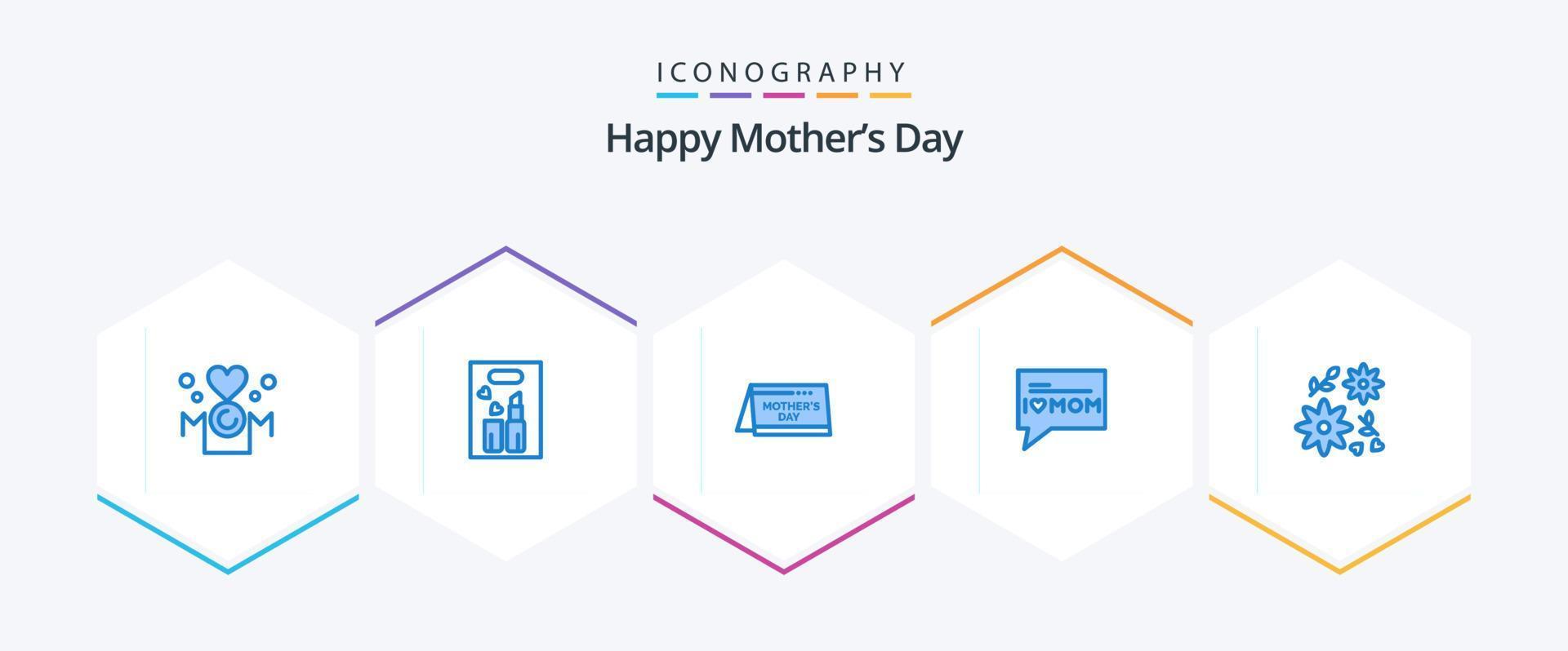 gelukkig moeders dag 25 blauw icoon pak inclusief bloem. mama. verzinnen. liefde. tijd vector