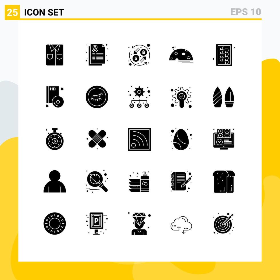 25 solide glyph concept voor websites mobiel en apps hakken vlag valuta maan planeet bewerkbare vector ontwerp elementen