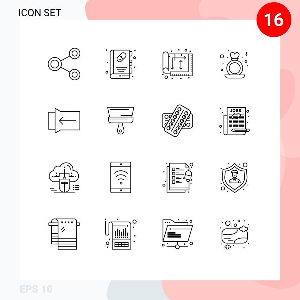 voorraad vector icoon pak van 16 lijn tekens en symbolen voor ring hart medisch boek dag huis bewerkbare vector ontwerp elementen