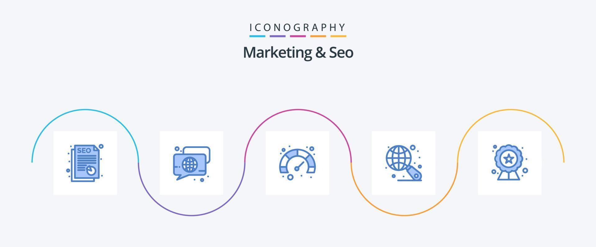 afzet en seo blauw 5 icoon pak inclusief beoordeling. seo. bladzijde. kwaliteit. internet vector