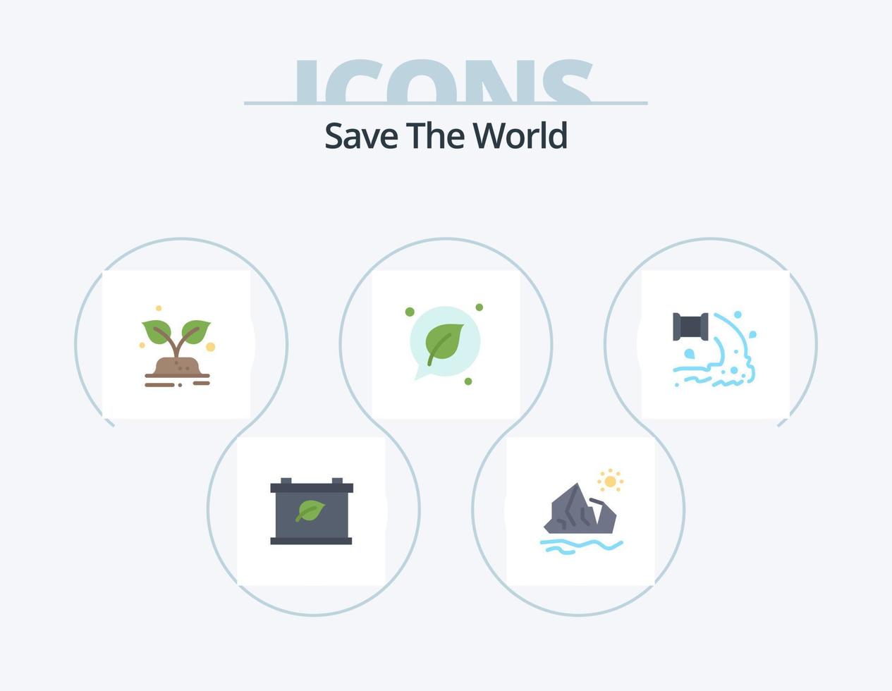 opslaan de wereld vlak icoon pak 5 icoon ontwerp. industrie. opslaan. groente. blad. babbelen vector