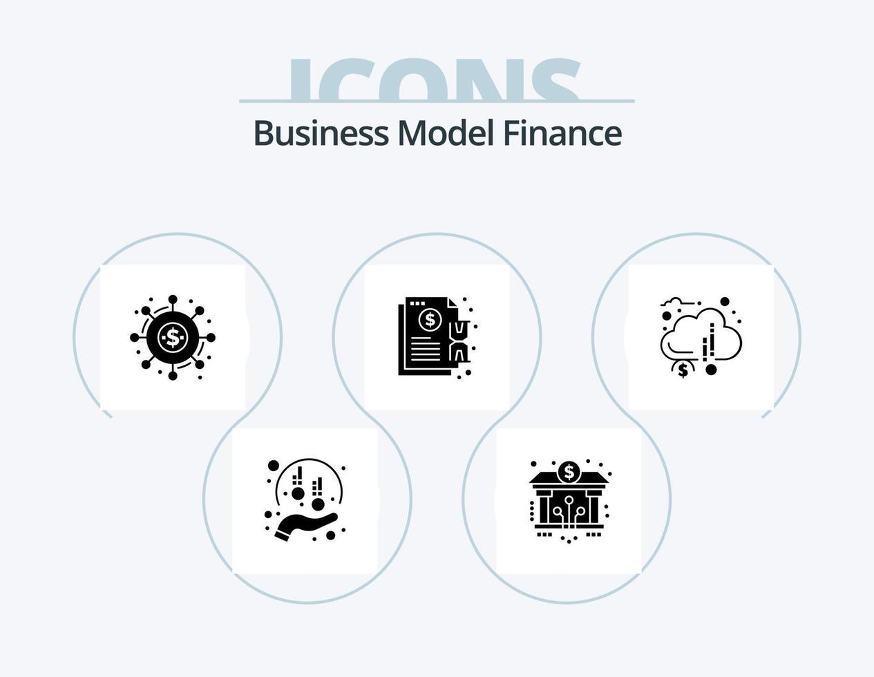 financiën glyph icoon pak 5 icoon ontwerp. factuur. contract. cryptovaluta. fondsen. crowdsourcing vector