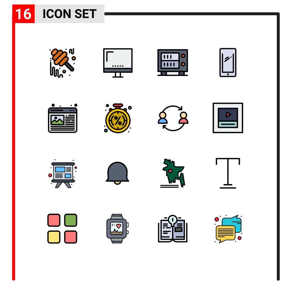 reeks van 16 modern ui pictogrammen symbolen tekens voor iphone mobiel imac slim telefoon veilig bewerkbare creatief vector ontwerp elementen