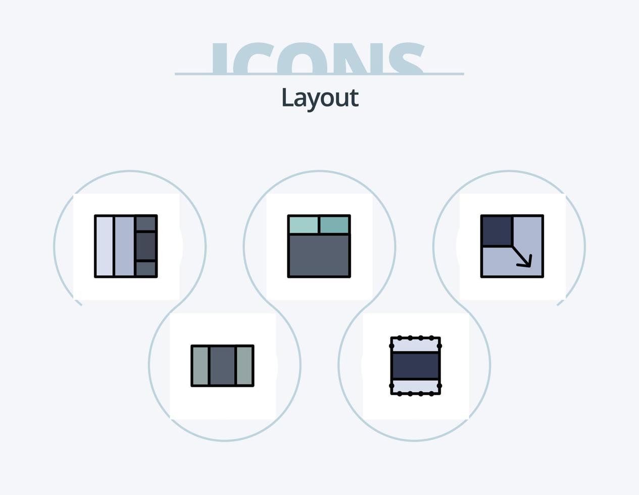 lay-out lijn gevulde icoon pak 5 icoon ontwerp. . visie. vector