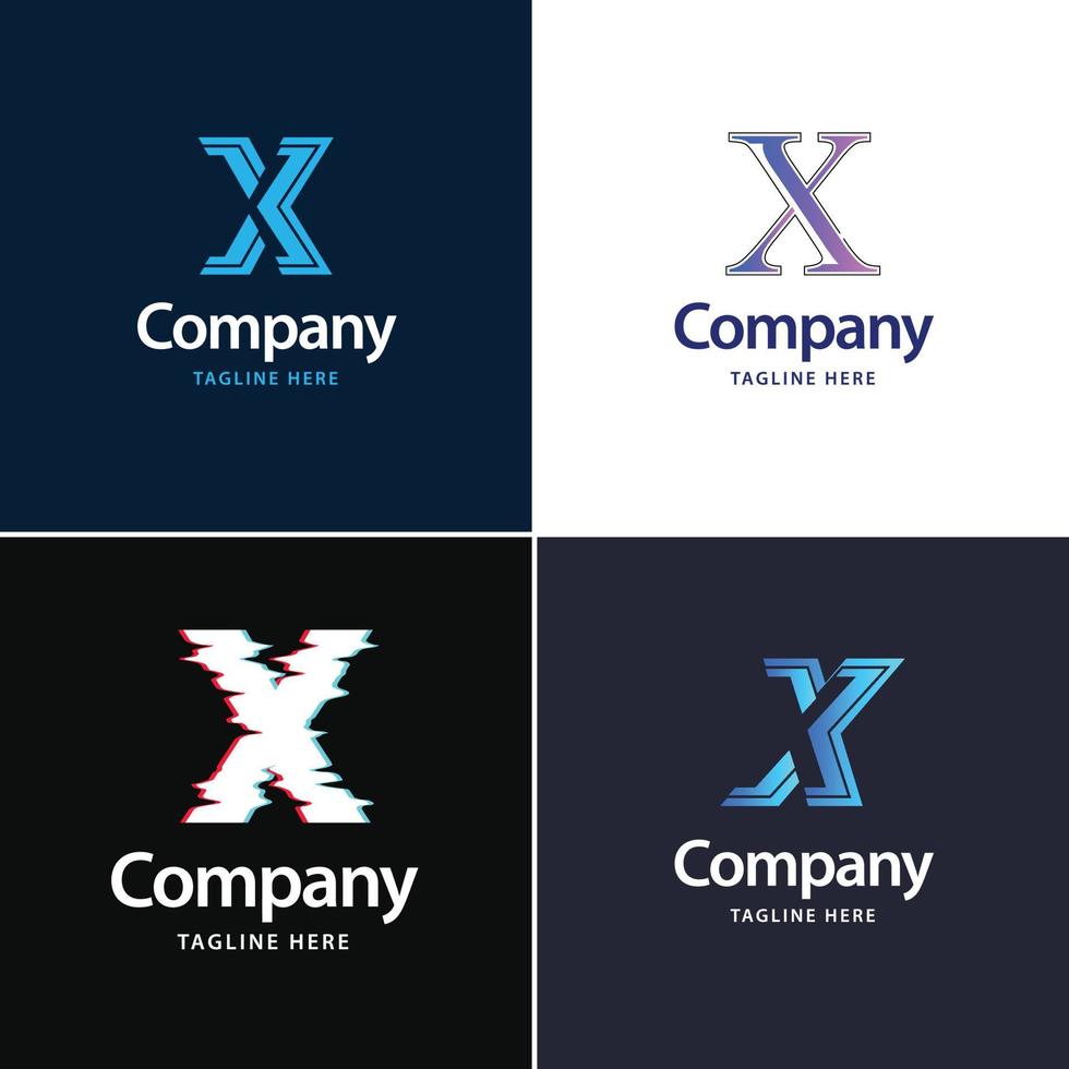 brief X groot logo pak ontwerp creatief modern logos ontwerp voor uw bedrijf vector