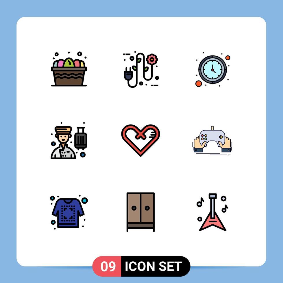 voorraad vector icoon pak van 9 lijn tekens en symbolen voor hart professioneel klok hotel avatar bewerkbare vector ontwerp elementen