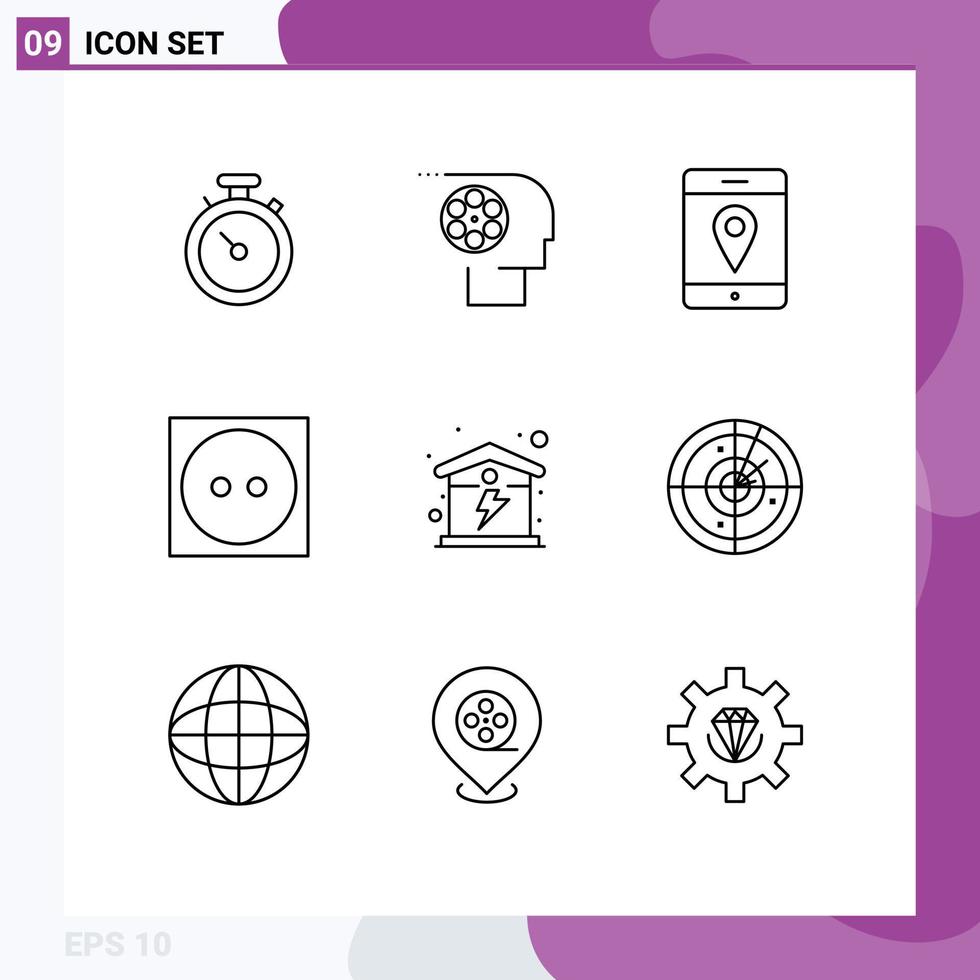 universeel icoon symbolen groep van 9 modern contouren van huis tuimelen droog personeel wasserij zorg bewerkbare vector ontwerp elementen