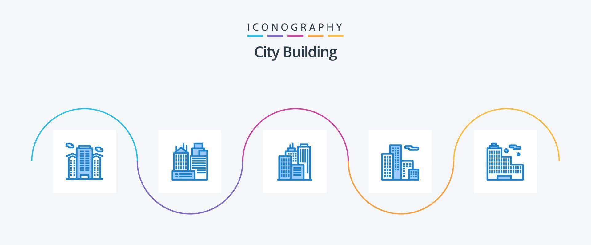 stad gebouw blauw 5 icoon pak inclusief kantoor. gebouw. werk. huis. appartement vector