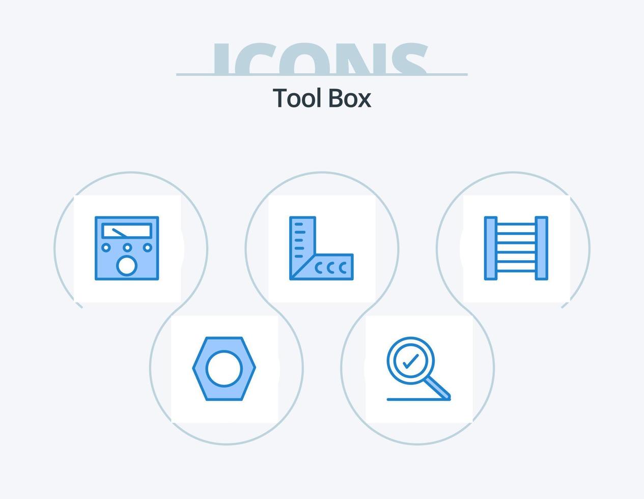 gereedschap blauw icoon pak 5 icoon ontwerp. . voltmeter. ladder vector