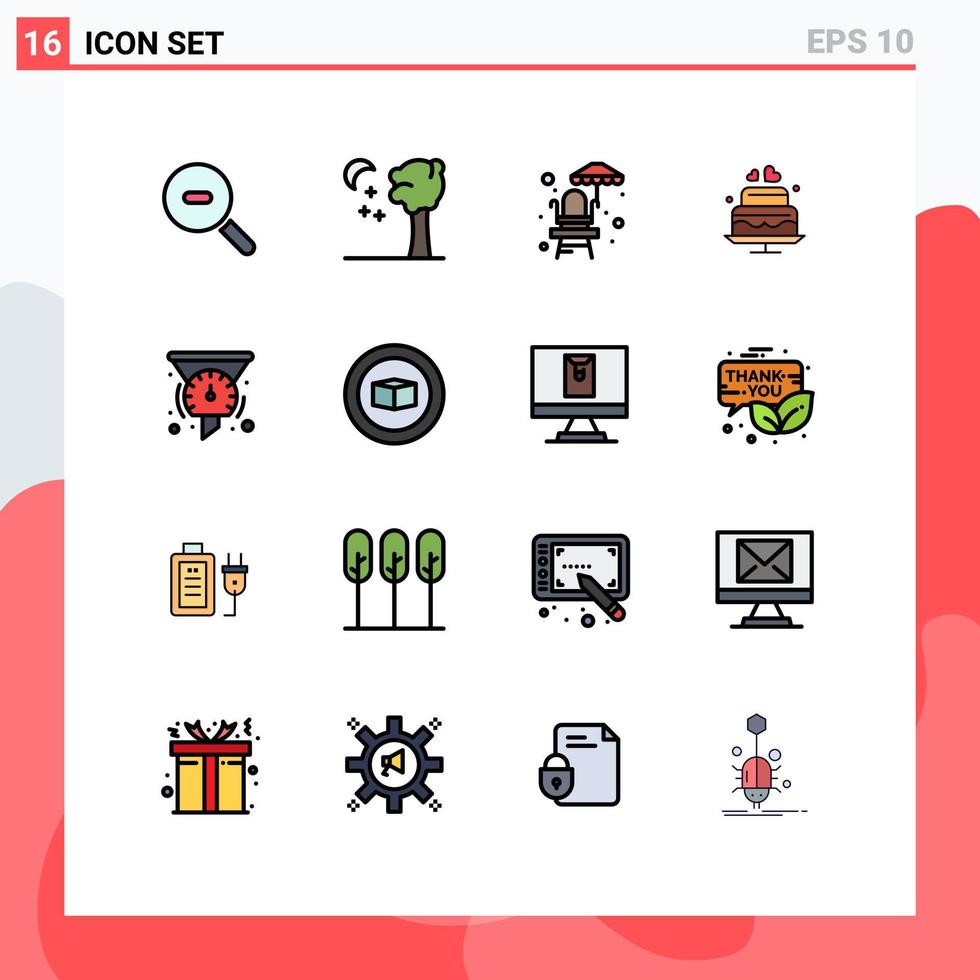 reeks van 16 modern ui pictogrammen symbolen tekens voor prestatie dashboard park filters bruiloft bewerkbare creatief vector ontwerp elementen