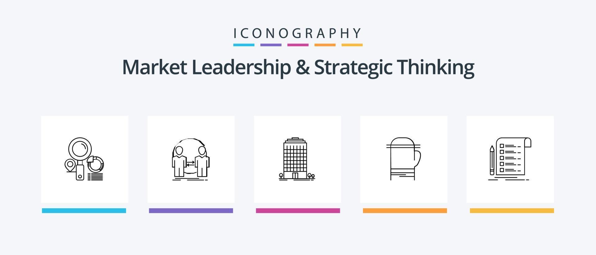 markt leiderschap en strategisch denken lijn 5 icoon pak inclusief vinder. zoeken. lijn. versnelling. idee. creatief pictogrammen ontwerp vector