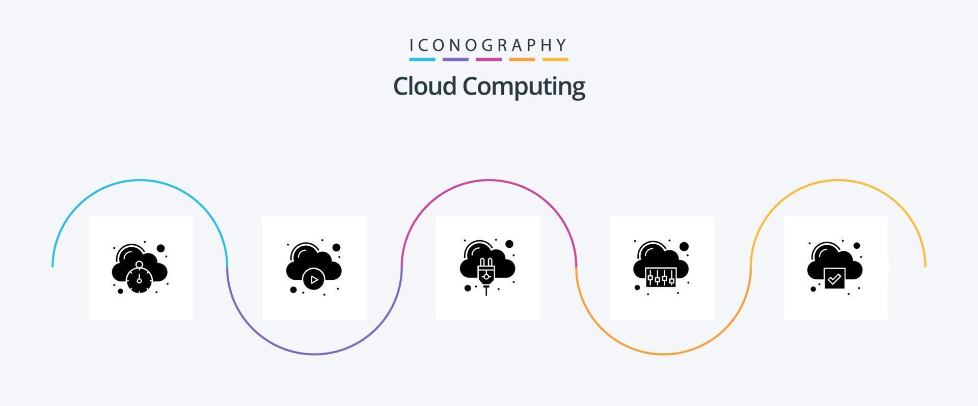 wolk berekenen glyph 5 icoon pak inclusief wolk. technologie. wolk hosten. opslag. wolk vector