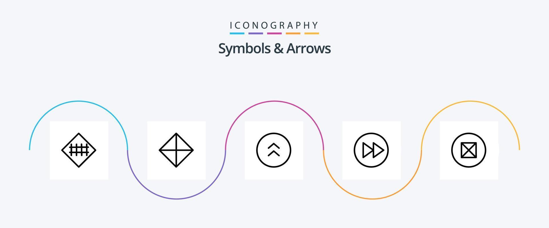symbolen en pijlen lijn 5 icoon pak inclusief muziek. pijlen. symbolen. pijl Rechtsaf. omhoog vector