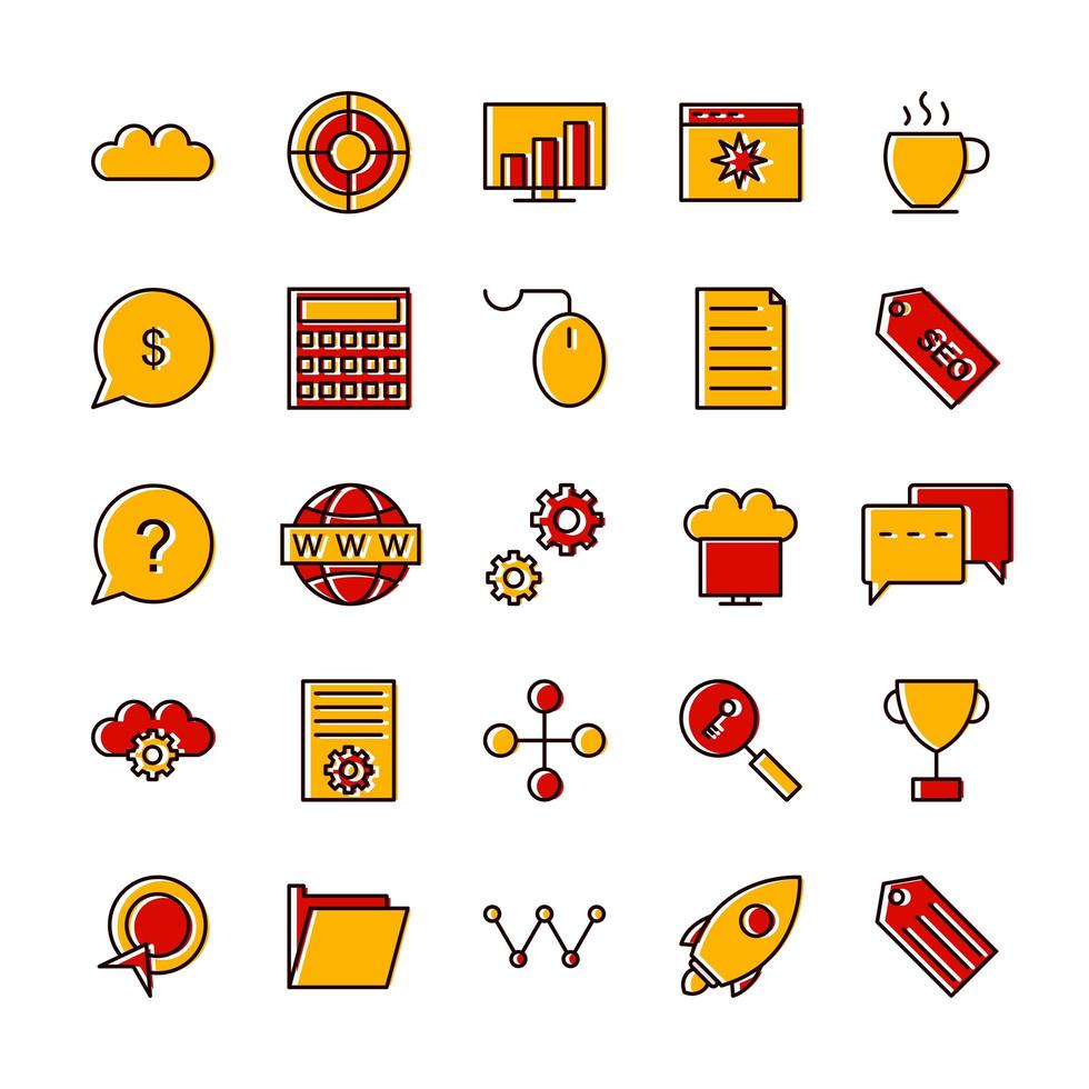 icon set van zoekmachineoptimalisatie voor persoonlijk en commercieel gebruik ... vector