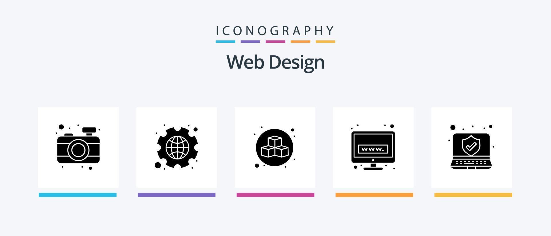 web ontwerp glyph 5 icoon pak inclusief . veiligheid. doos. laptop. www. creatief pictogrammen ontwerp vector