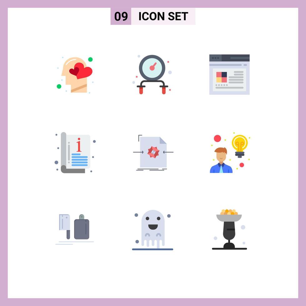 mobiel koppel vlak kleur reeks van 9 pictogrammen van het dossier sjabloon internet Hoes catalogus bewerkbare vector ontwerp elementen