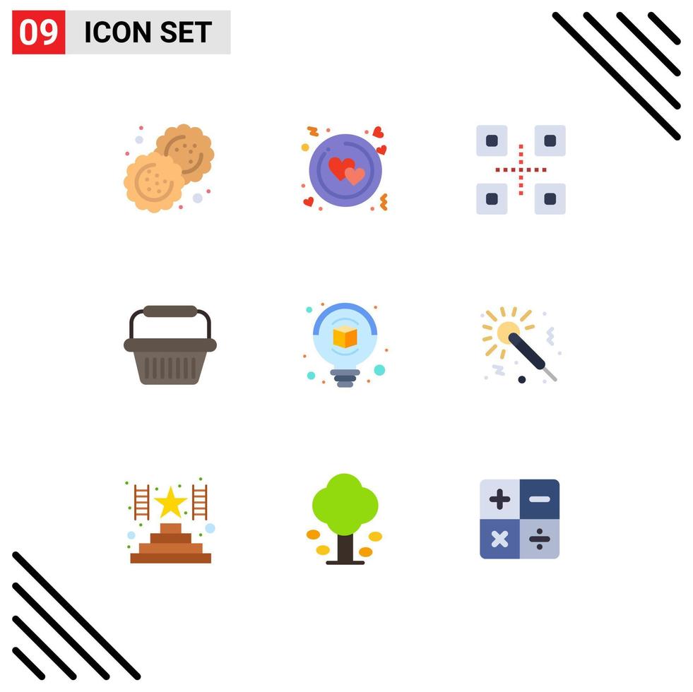 9 gebruiker koppel vlak kleur pak van modern tekens en symbolen van ontwerp trolley vis kleinhandel mand bewerkbare vector ontwerp elementen