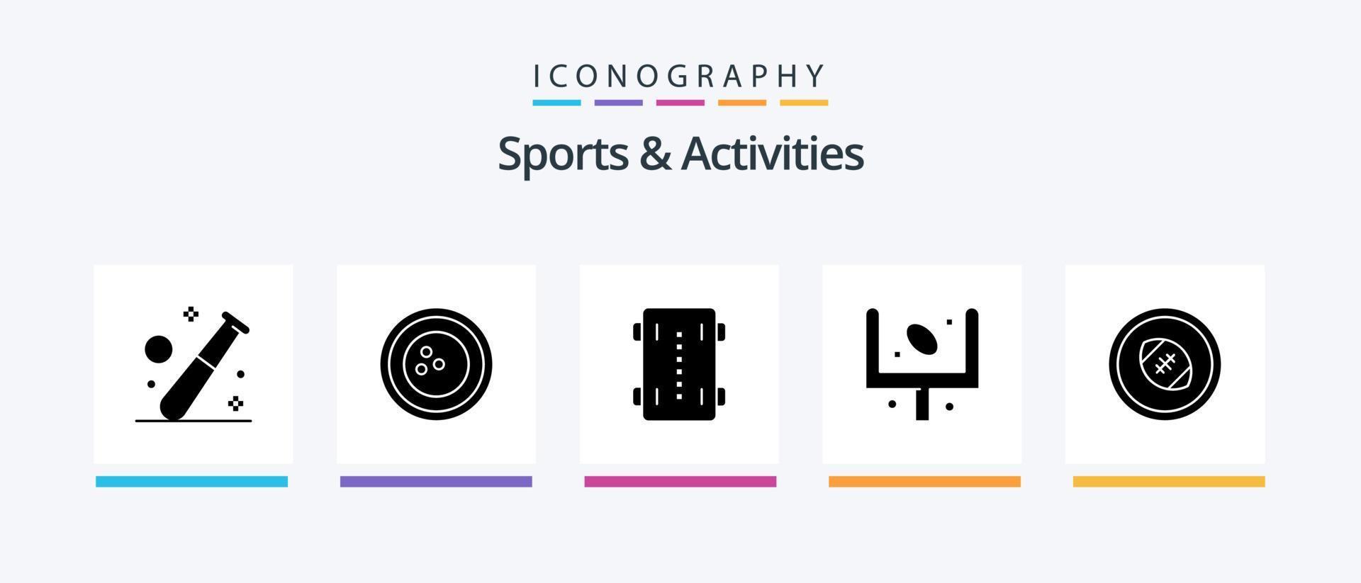 sport- en activiteiten glyph 5 icoon pak inclusief Amerikaans voetbal. Amerikaans. kegelen. skateboard. sport. creatief pictogrammen ontwerp vector
