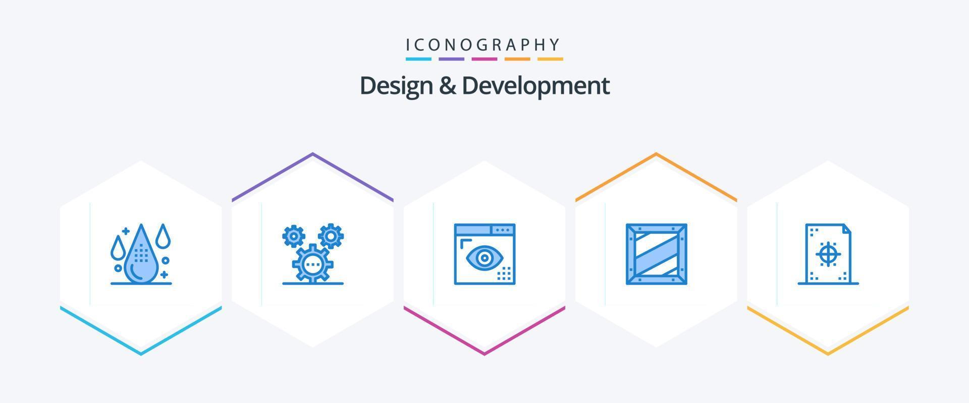 ontwerp en ontwikkeling 25 blauw icoon pak inclusief ontwerp. doos. ideeën. programmeren. ontwikkeling vector