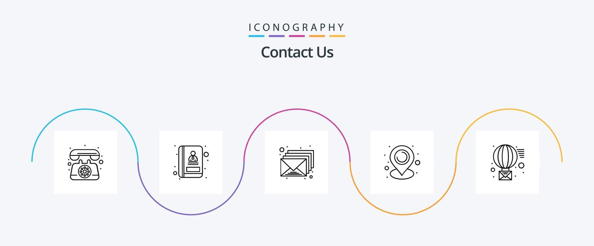 contact ons lijn 5 icoon pak inclusief versturen. bericht. postvak IN. e-mail. kaart vector