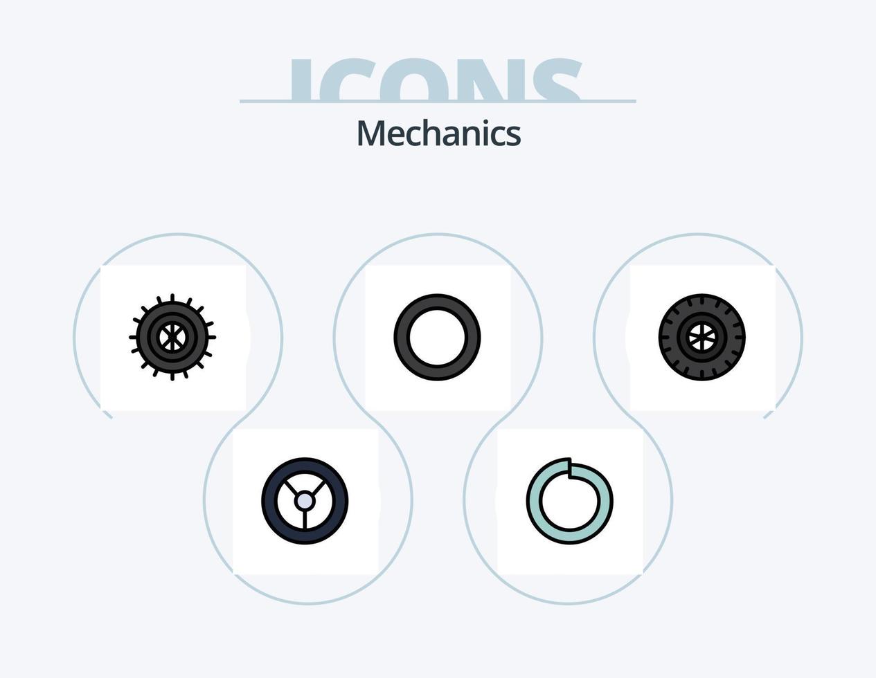 mechanica lijn gevulde icoon pak 5 icoon ontwerp. . wiel. . ventilator vector