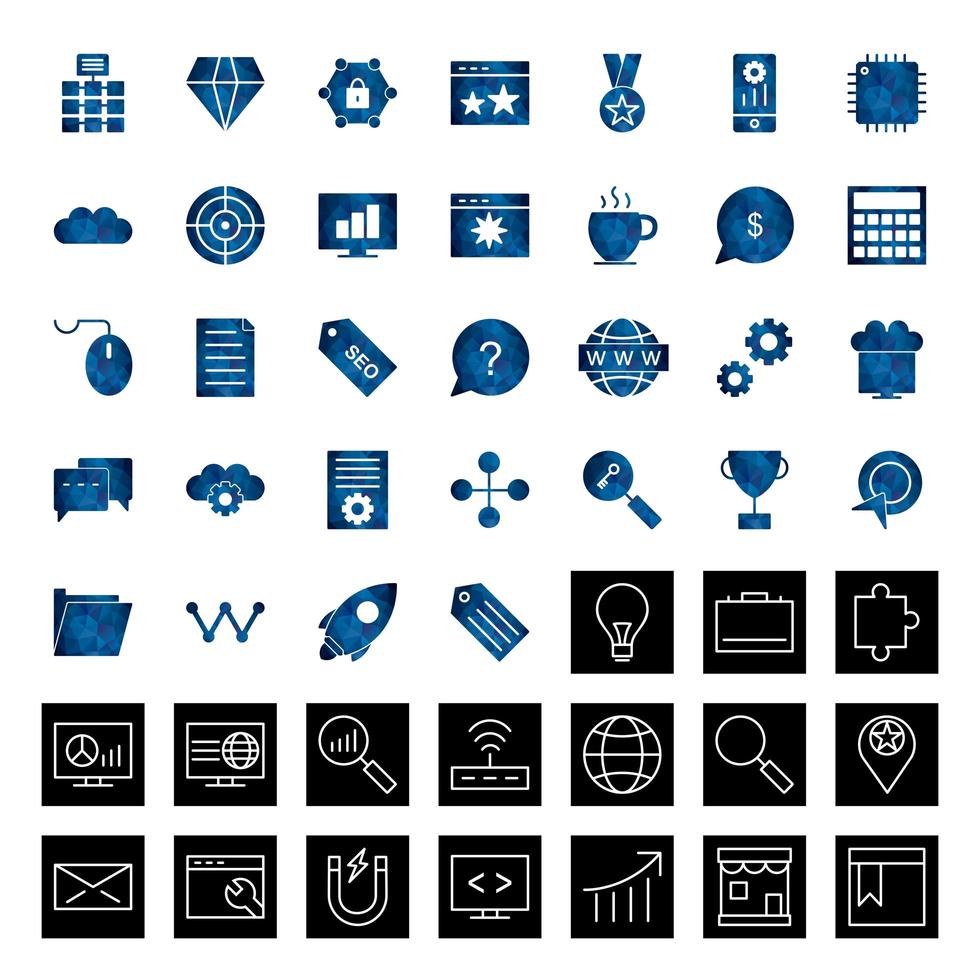 icon set van zoekmachineoptimalisatie voor persoonlijk en commercieel gebruik ... vector