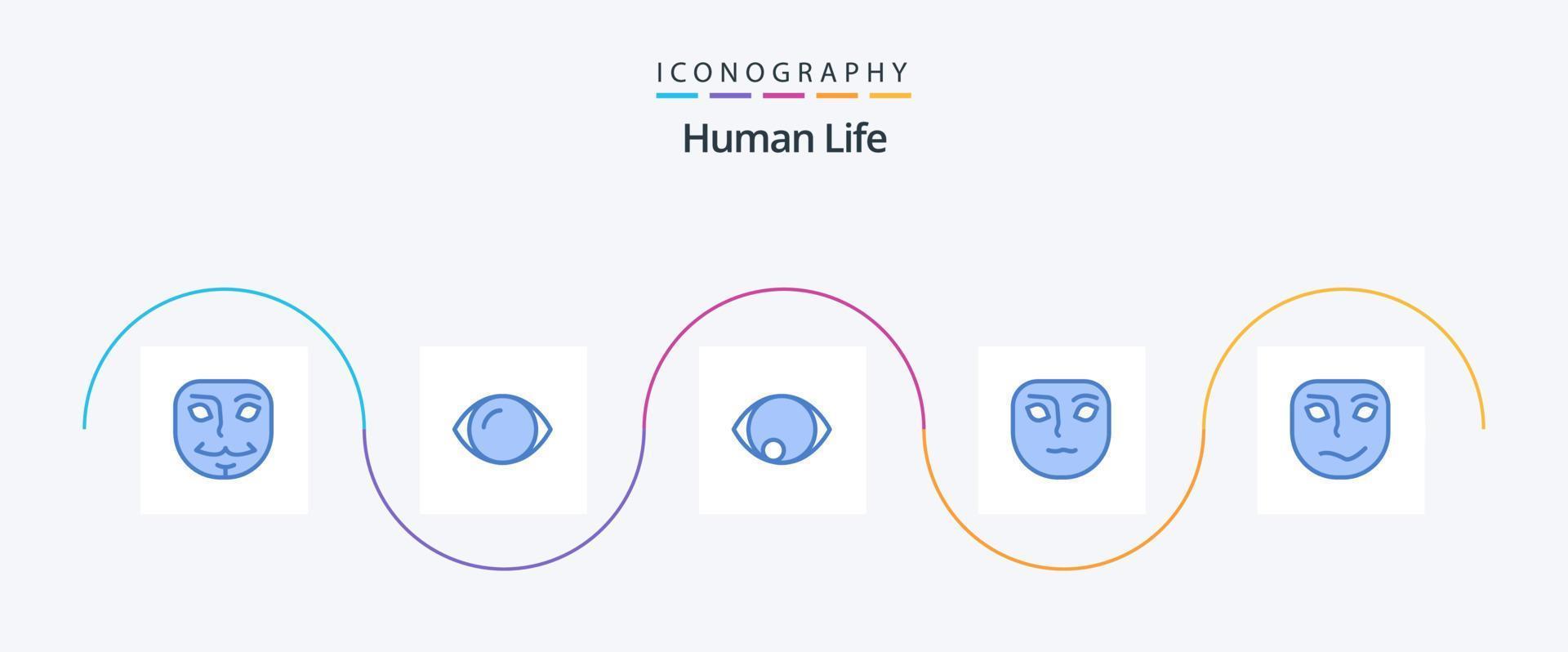 menselijk blauw 5 icoon pak inclusief . gezicht. gezicht vector