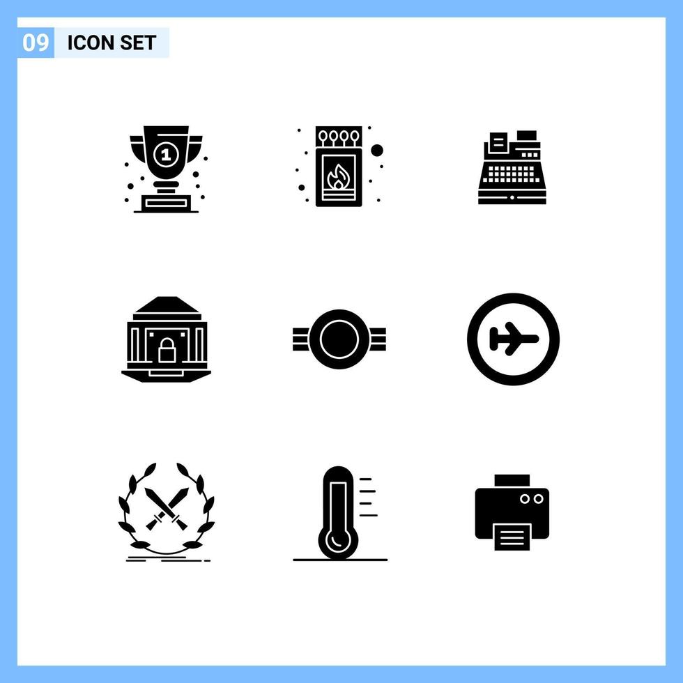 modern reeks van 9 solide glyphs pictogram van rang slot fax internet bank bewerkbare vector ontwerp elementen