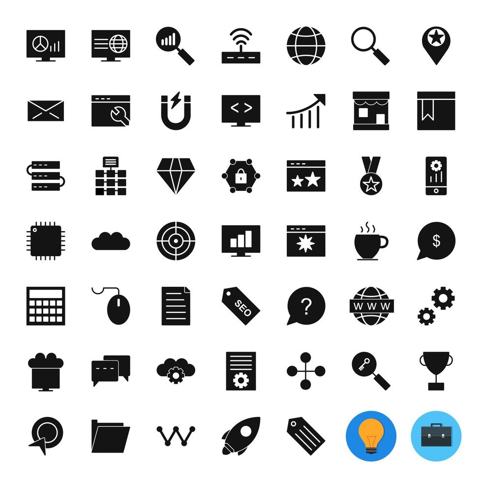 icon set van zoekmachineoptimalisatie voor persoonlijk en commercieel gebruik ... vector