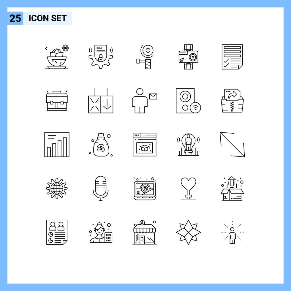 25 lijn concept voor websites mobiel en apps gegevens video kaart digitaal camera bewerkbare vector ontwerp elementen