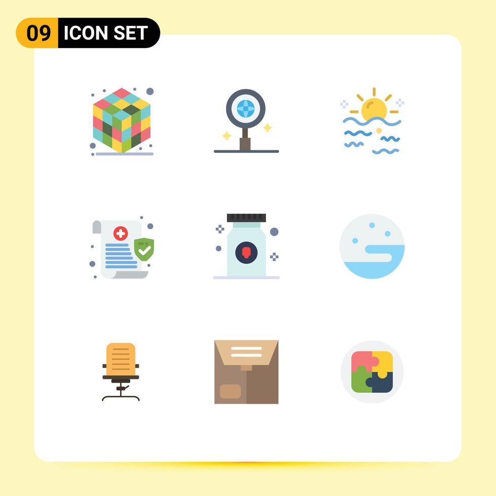 reeks van 9 modern ui pictogrammen symbolen tekens voor apotheek drug zomer veiligheid gegevens bewerkbare vector ontwerp elementen