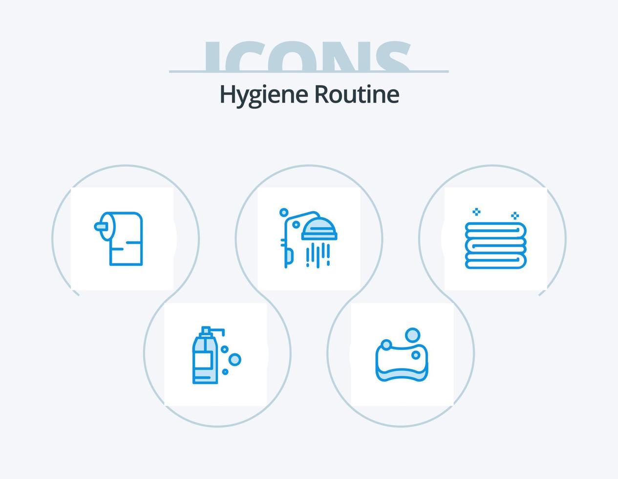 hygiëne routine- blauw icoon pak 5 icoon ontwerp. . . zakdoek. handdoek. schoon vector