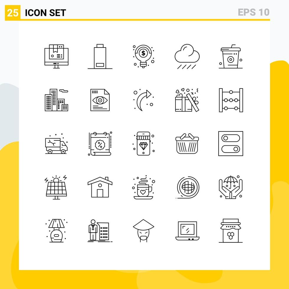 voorraad vector icoon pak van 25 lijn tekens en symbolen voor voedsel Koken creatief cokes regen bewerkbare vector ontwerp elementen