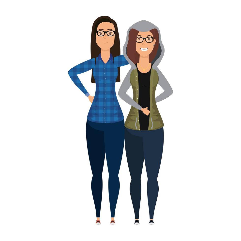 schattige jonge vrouwen avatars-personages vector