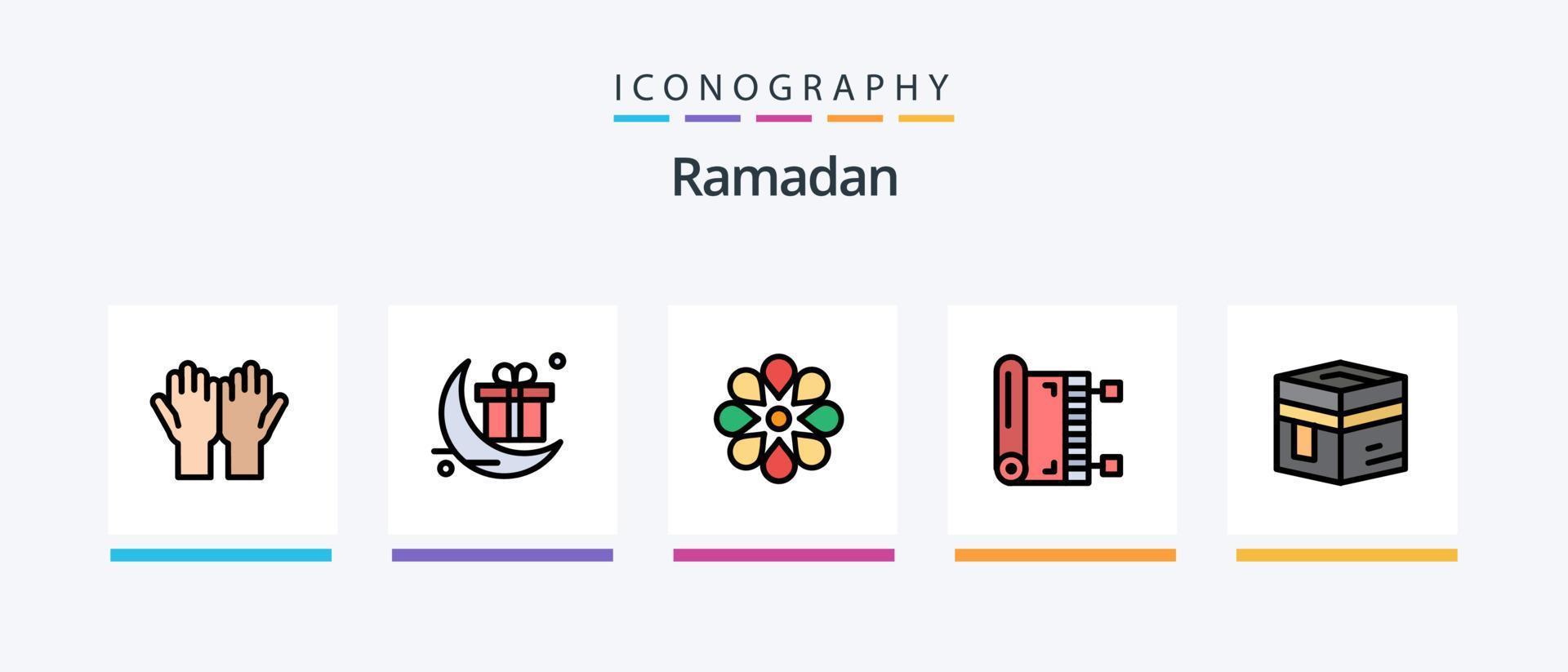 Ramadan lijn gevulde 5 icoon pak inclusief plaats. moskee . iftar . Islam .. creatief pictogrammen ontwerp vector