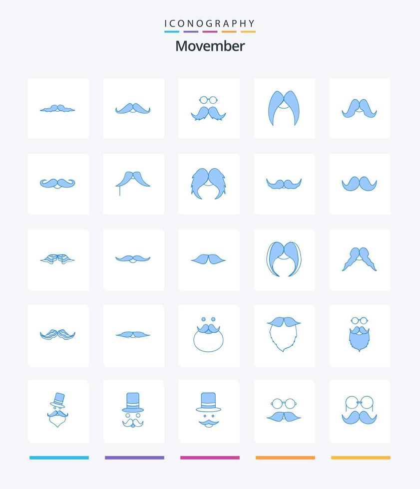 creatief movember 25 blauw icoon pak zo net zo verhuizer. snor. de kerstman. Heren. movember vector