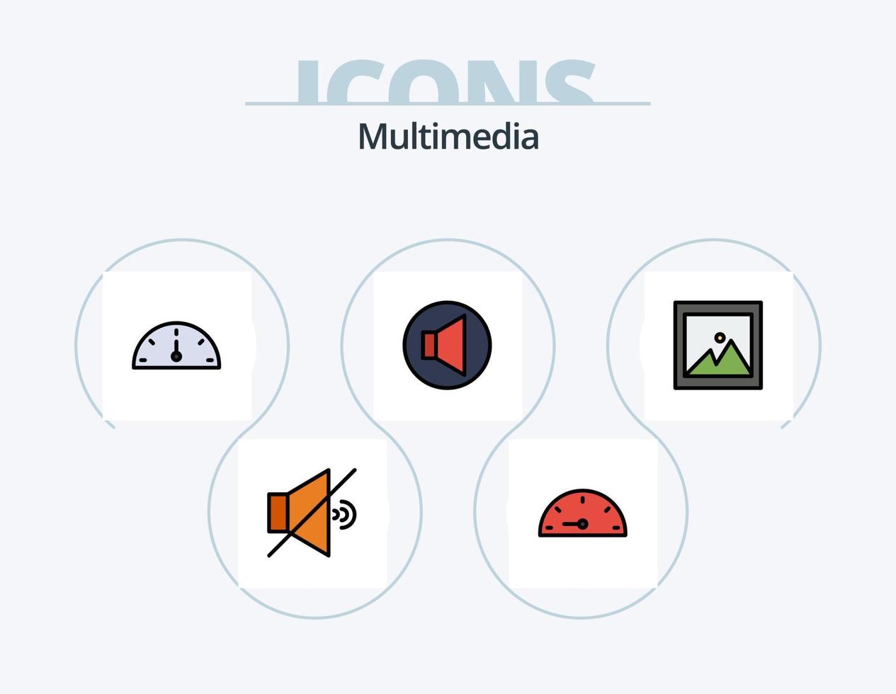 multimedia lijn gevulde icoon pak 5 icoon ontwerp. . volume. vector