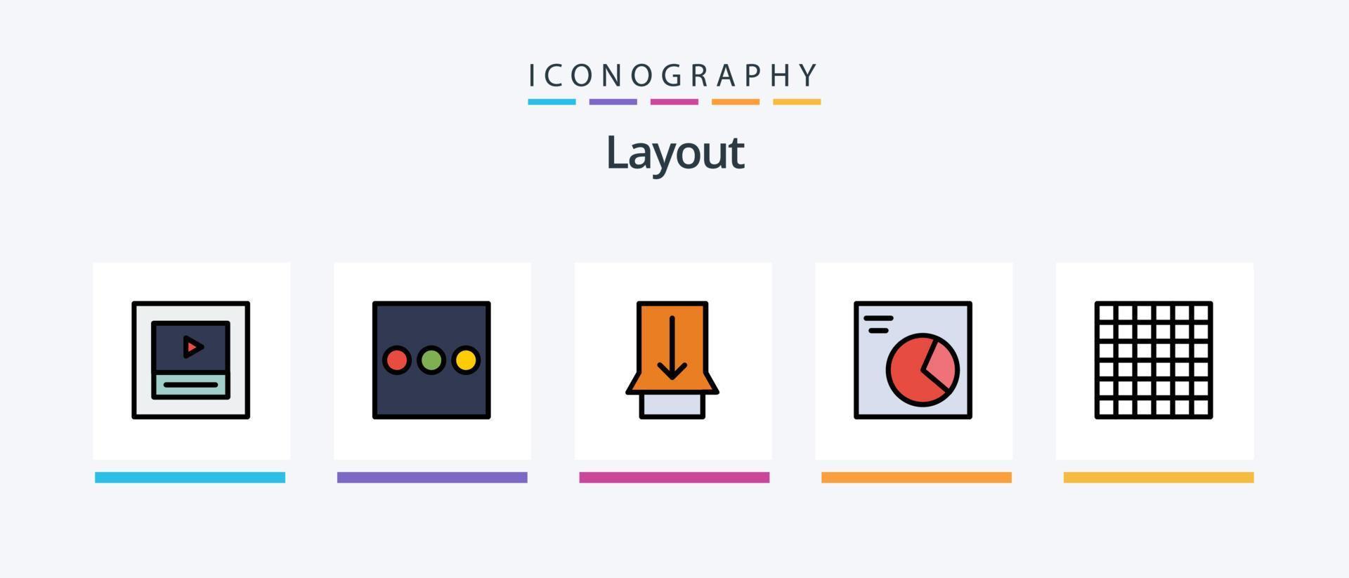 lay-out lijn gevulde 5 icoon pak inclusief . indeling.. creatief pictogrammen ontwerp vector