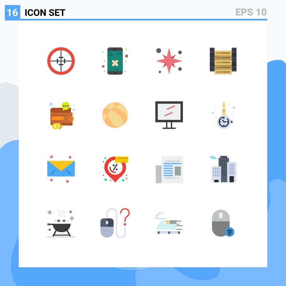 universeel icoon symbolen groep van 16 modern vlak kleuren van servers gegevens app groot gegevens strand bewerkbare pak van creatief vector ontwerp elementen