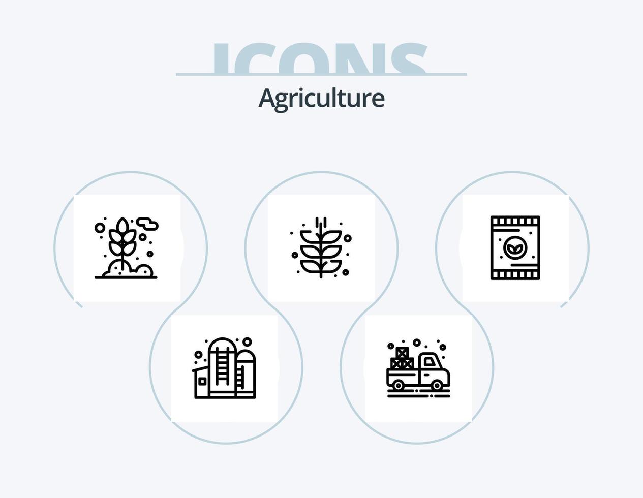landbouw lijn icoon pak 5 icoon ontwerp. boerderij. landbouw. korrel. vlieg. eco vector