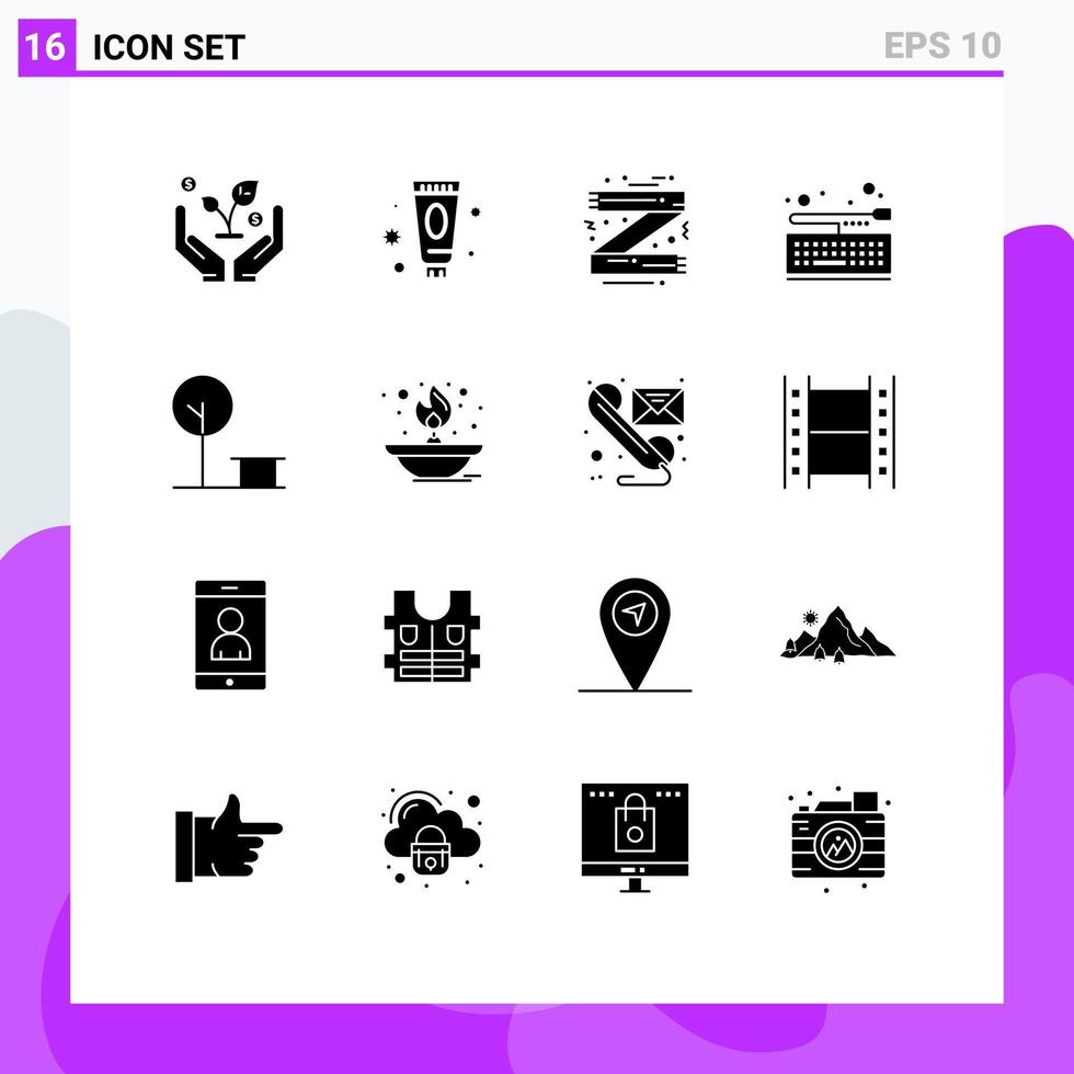 16 creatief pictogrammen modern tekens en symbolen van stad toetsenbord accessoires sleutel sjaal bewerkbare vector ontwerp elementen