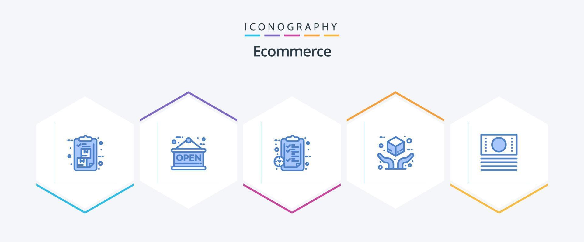 ecommerce 25 blauw icoon pak inclusief contant geld. verzekering. klembord. hand. kijk maar vector