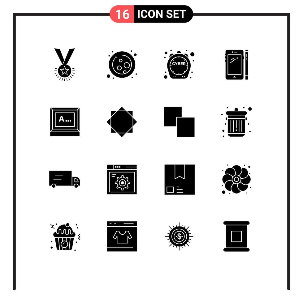 modern reeks van 16 solide glyphs pictogram van huawei slim telefoon wetenschap telefoon korting bewerkbare vector ontwerp elementen