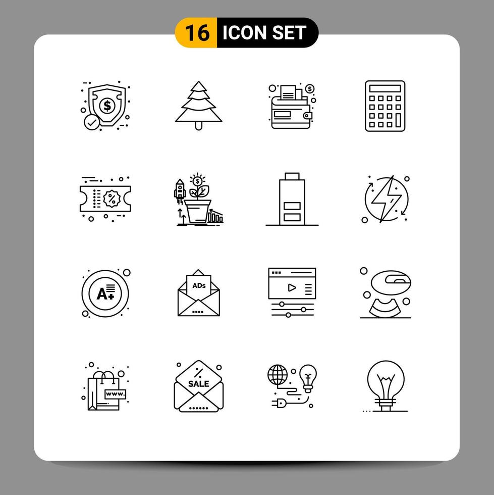 16 gebruiker koppel schets pak van modern tekens en symbolen van financieel ticket geld boodschappen doen onderwijs bewerkbare vector ontwerp elementen