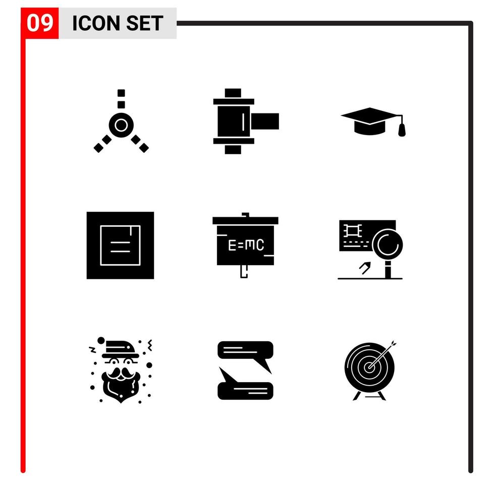 groep van 9 solide glyphs tekens en symbolen voor bank Onderzoek lay-out laboratorium experiment bewerkbare vector ontwerp elementen