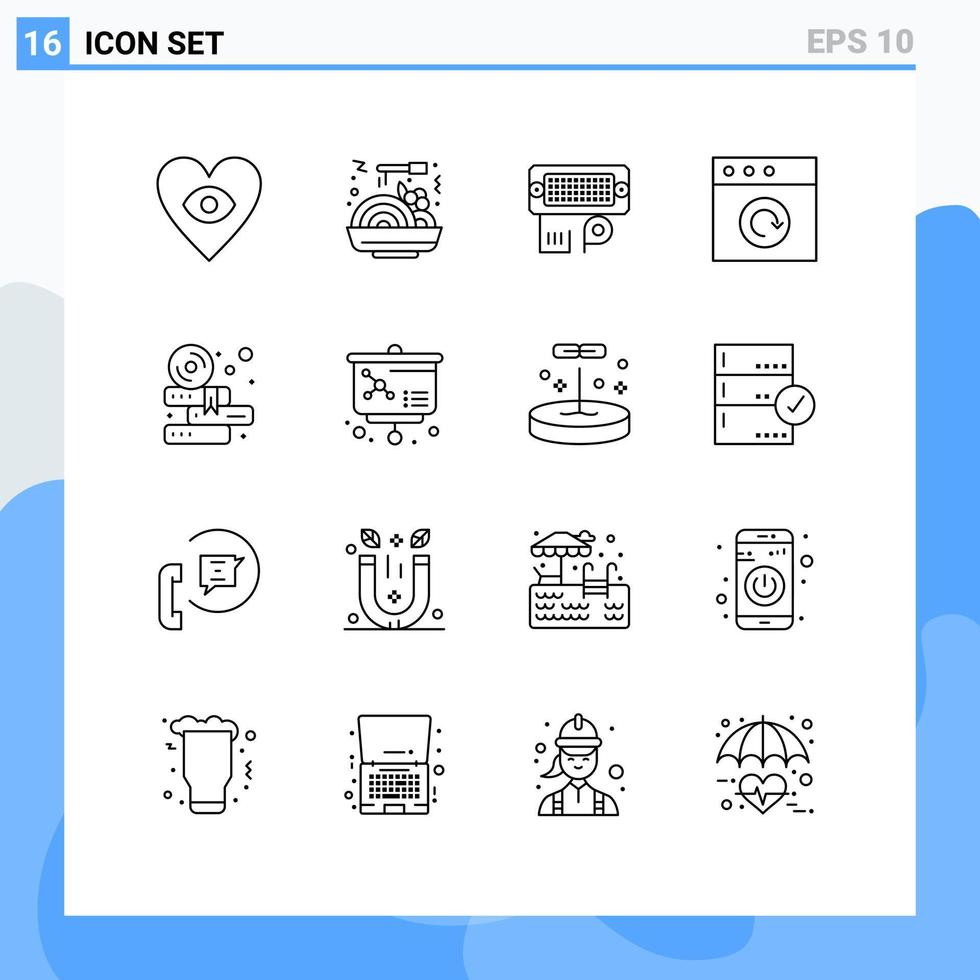 pak van 16 modern contouren tekens en symbolen voor web afdrukken media zo net zo les studie gegevens onderwijs herladen bewerkbare vector ontwerp elementen
